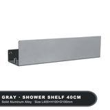 Estante organizador de baño negro con ganchos, estantes de aluminio para decoración de cocina, estante de almacenamiento para ducha de pared