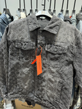 Men’s Vintage Denim Jacket - Casual Loose Fit Spring & Autumn Outerwear with Jacquard Pattern
