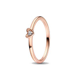 Anillo de plata 925 chapado en oro nuevo 2024 con circonita brillante y doble banda en forma de corazón para mujer, anillo Pandor original, joyería fina