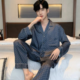 Men’s Silk Satin Pajama Set – Lightweight Luxury Sleepwear with Turn-Down Collar
