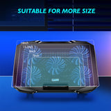 Base de refrigeración para ordenador portátil: enfriador ultrasilencioso con 5 ventiladores, soporte ajustable y puertos USB