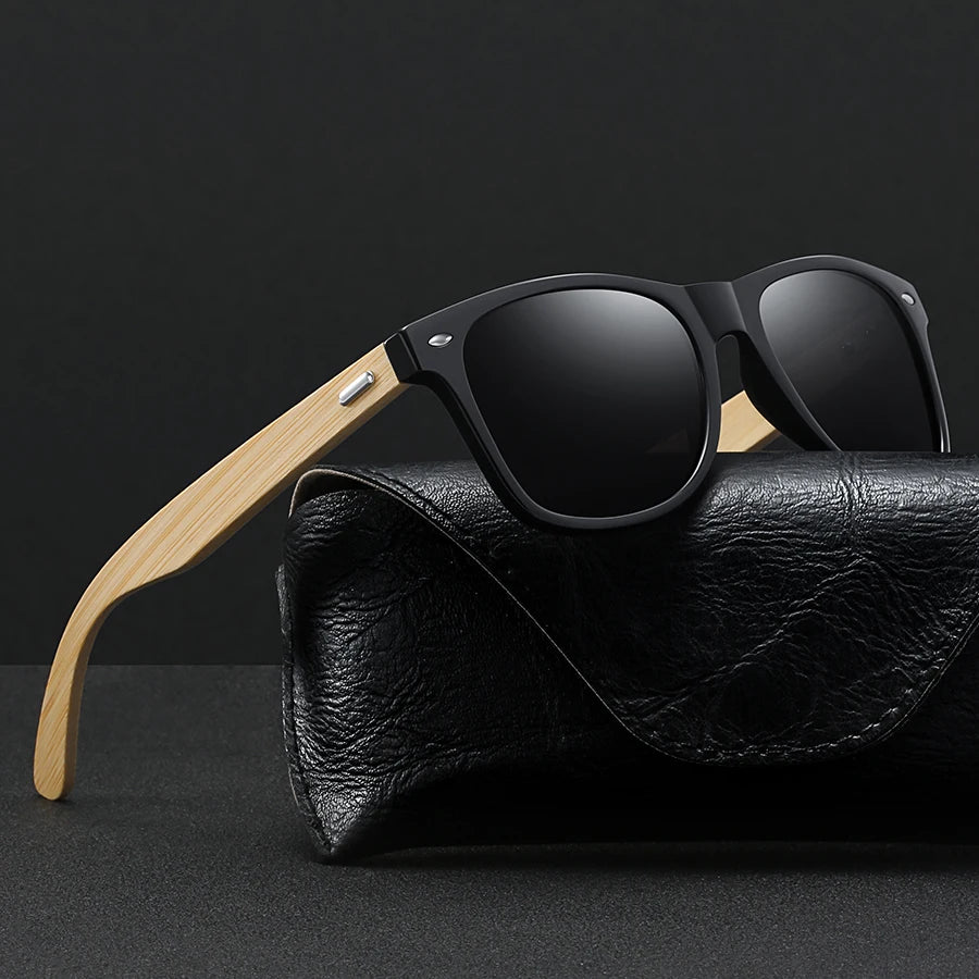Fashion Bamboo Wood Vintage Oval Sunglasses - UV400 Protection for Outdoor Adventures