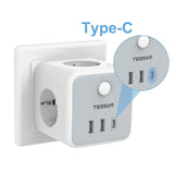 Regleta de enchufes TESSAN EU KR con tomas de CA y puertos de carga USB, adaptador de enchufes de pared para el hogar y la oficina