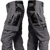 Men’s Casual Cargo Pants – All-Season Polyester Workwear with Multi-Pocket Design