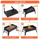 Portable Folding Charcoal Grill - Compact Stainless Steel BBQ for Camping & Picnics