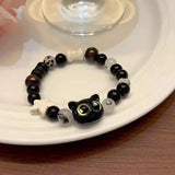 Adjustable Black Cat Charm Bracelet for Women