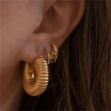 Gold-Plated Stainless Steel Geometric Hoop Earrings – Waterproof & Tarnish-Resistant
