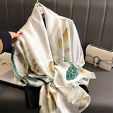 Bufanda tipo hijab de seda satinada con diseño para mujer, bufanda de verano a la moda con protección solar para la playa, pañuelo para la cabeza para mujer, nuevo