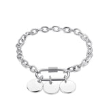 Personalized Stainless Steel Link Bracelet - Custom Name & Date Engraved Jewelry for Women