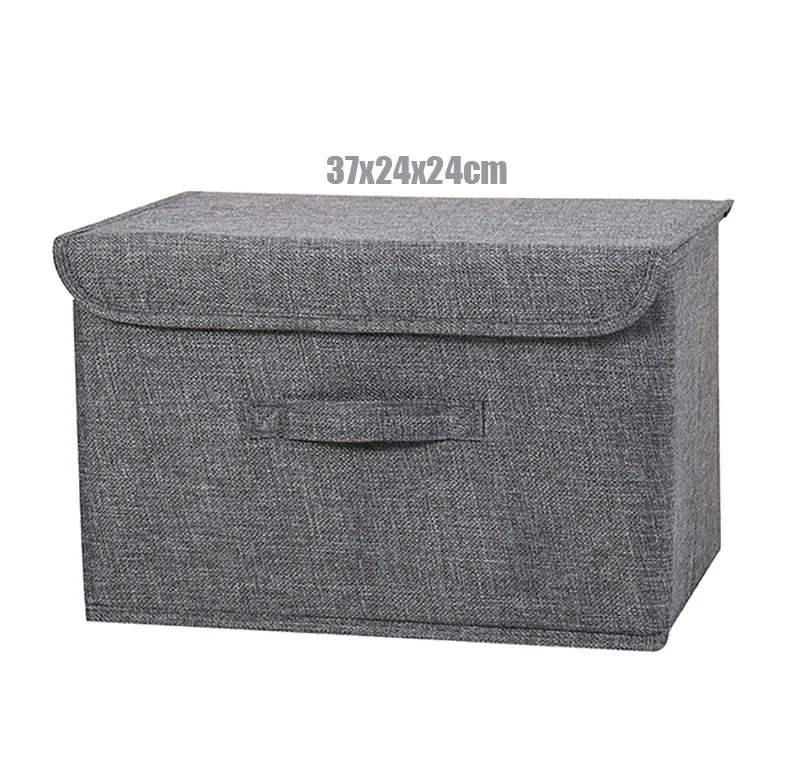 Caja de almacenamiento plegable de lino y algodón: organizador multiusos con tapa