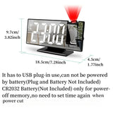 Digital Projection Alarm Clock with Time, Temperature, and Snooze