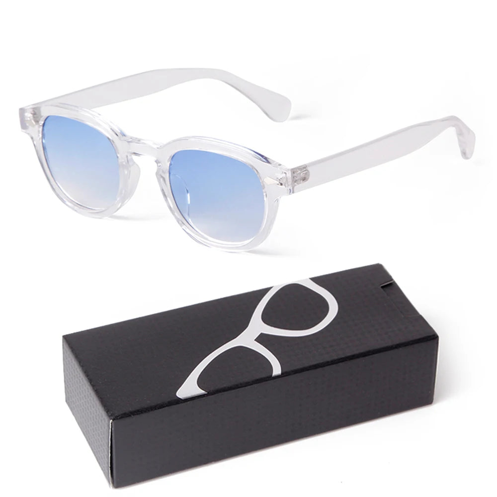 Gafas de sol redondas pequeñas con degradado azul de moda: gafas de sol cuadradas de diseño vintage con diseño de tortuga para hombres y mujeres