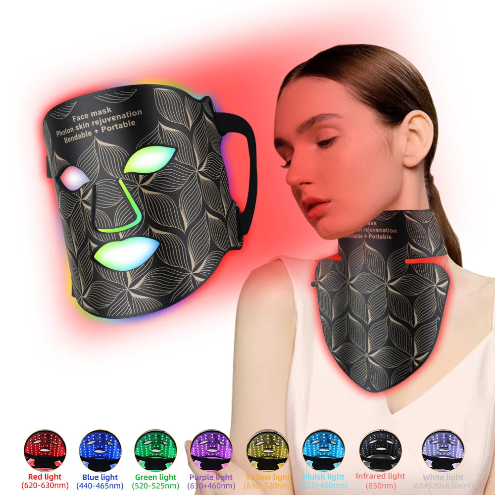 8-Color LED Face & Neck Mask for Anti-Aging, Acne, and Skin Rejuvenation