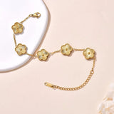 Trendy Stainless Steel Plant Charm Bracelet for Women