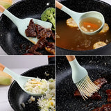 Juego de utensilios de cocina de silicona de 12 piezas: herramientas de cocina antiadherentes y resistentes al calor con mangos de madera