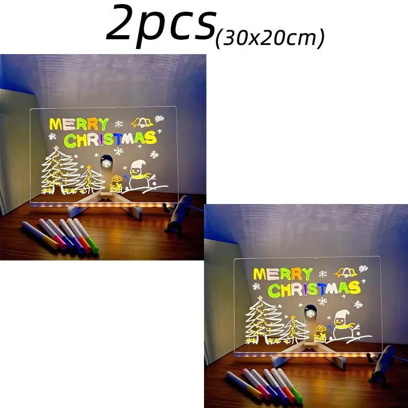 LED Light-Up Drawing Board - USB-Powered Electronic Sketch Pad with 7 Color Pens