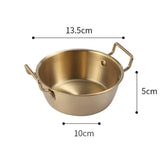 Cuenco dorado de acero inoxidable 304 | Cuenco coreano para fideos, vino de arroz y aperitivos con asa