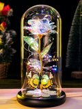 Eternal Rose in Glass Dome - Illuminated Galaxy Flower with Butterfly for Mothers Day
