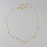 18K Gold Plated Four Leaf Clover Necklace for Women - Stainless Steel Zircon Collar Chain