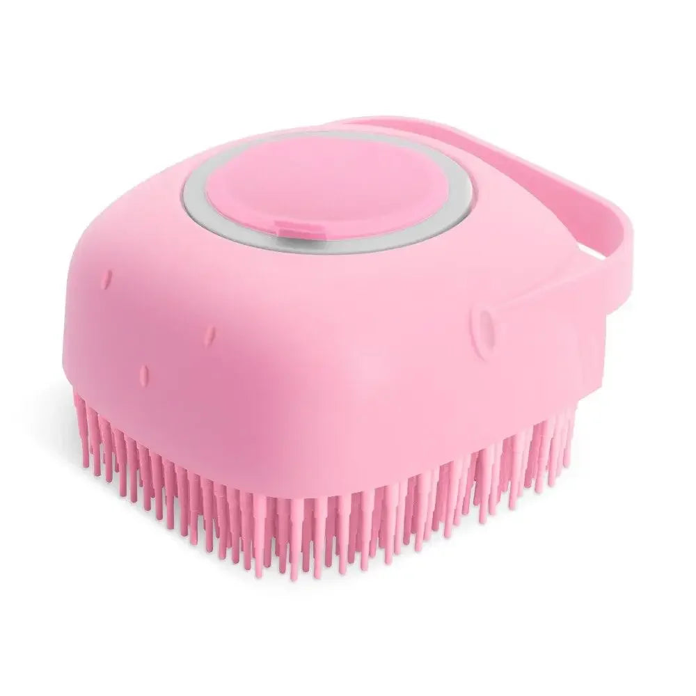 Pet Shampoo Brush with Massage Bristles - Silicone Bath Scrubber for Dogs & Cats