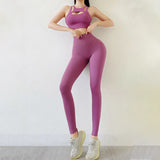 Women's High-Waist Yoga Tracksuit Set with Bra and Pocket Leggings