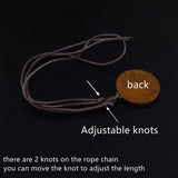 Vintage Wooden Round Pendant Necklace – Adjustable Rope Chain for Men & Women