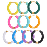 Stainless Steel Enamel Hoop Earrings for Women – Trendy Summer Style
