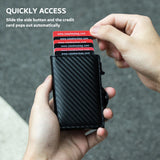 Slim RFID Blocking PU Leather Wallet – Minimalist Pop-Up Card Holder for Men & Women