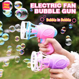 Electric Bubble Gun for Kids - Automatic Bubble Blower Toy with Fan for Outdoor Play