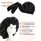 Gorro de dormir de satén de seda ajustable con banda para atar: protección para el cabello para mujeres y hombres