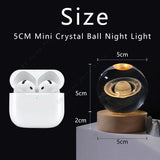 3D Galaxy Crystal Ball Night Light – USB Powered LED Planet Lamp with Wooden Base