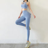 Women's High-Waist Yoga Tracksuit Set with Bra and Pocket Leggings