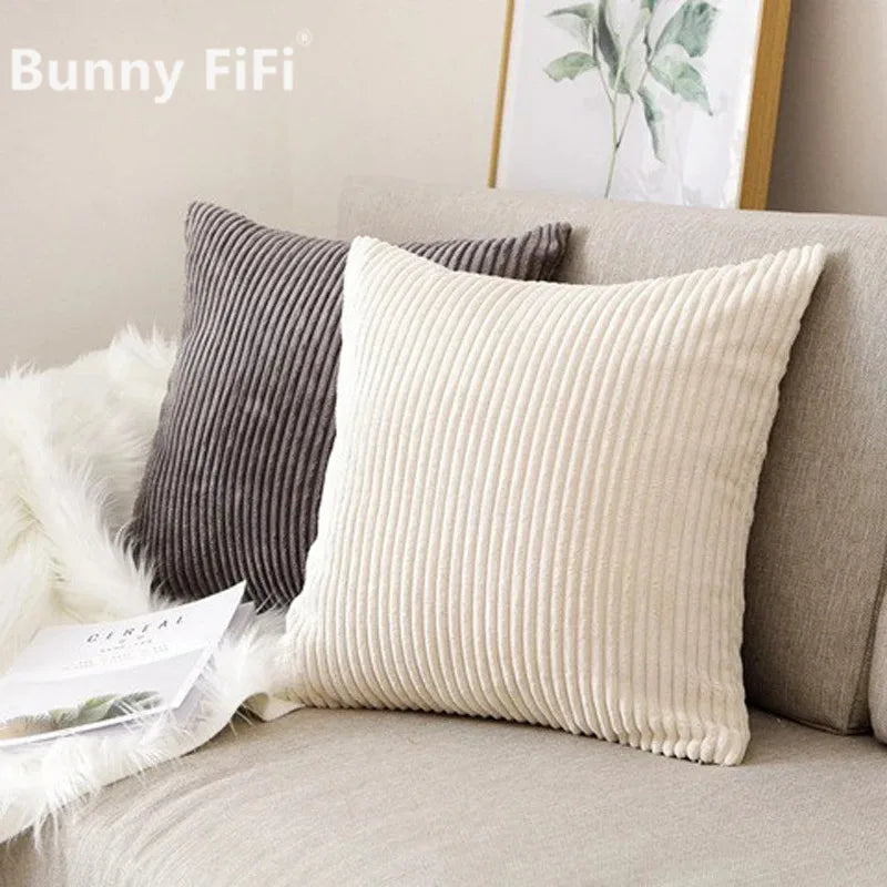 Funda de cojín de pana a rayas, funda de almohada suave para sofá y sala de estar, decoración del hogar, disponible en varios tamaños
