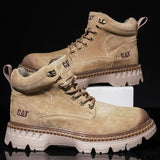 Men's Genuine Leather Hiking Boots - Comfortable Ankle Boots for Outdoor & Casual Wear