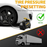 High-Power Portable Air Compressor Pump with Digital Pressure Gauge & LED Light for Car and Home