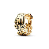 Anillo de plata 925 chapado en oro nuevo 2024 con circonita brillante y doble banda en forma de corazón para mujer, anillo Pandor original, joyería fina