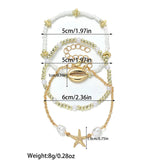 Bohemian Shell and Pearl Bracelet Set – 3-Piece Summer Starfish Charm Beaded Chain Jewelry for Women