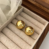 Punk Style Geometric Round Stud Earrings – Oversized Half Metal Ball Statement Earrings for Women