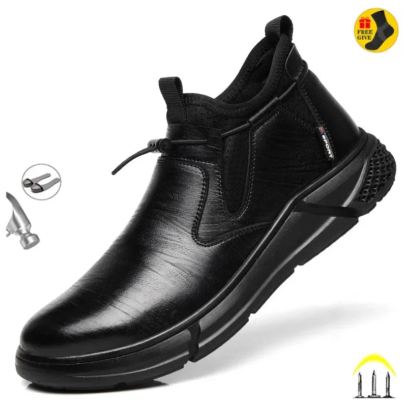 Men's Waterproof Steel Toe Work Boots - Slip-Resistant Safety Shoes