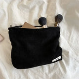 Bolsa de maquillaje de viaje de pana: organizador de cosméticos elegante y espacioso