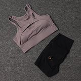 Women's High-Waist Yoga Shorts Set with Sports Bra and Pocket