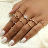 Boho Vintage Animal Ring Set for Women – Adjustable Zinc Alloy Bands