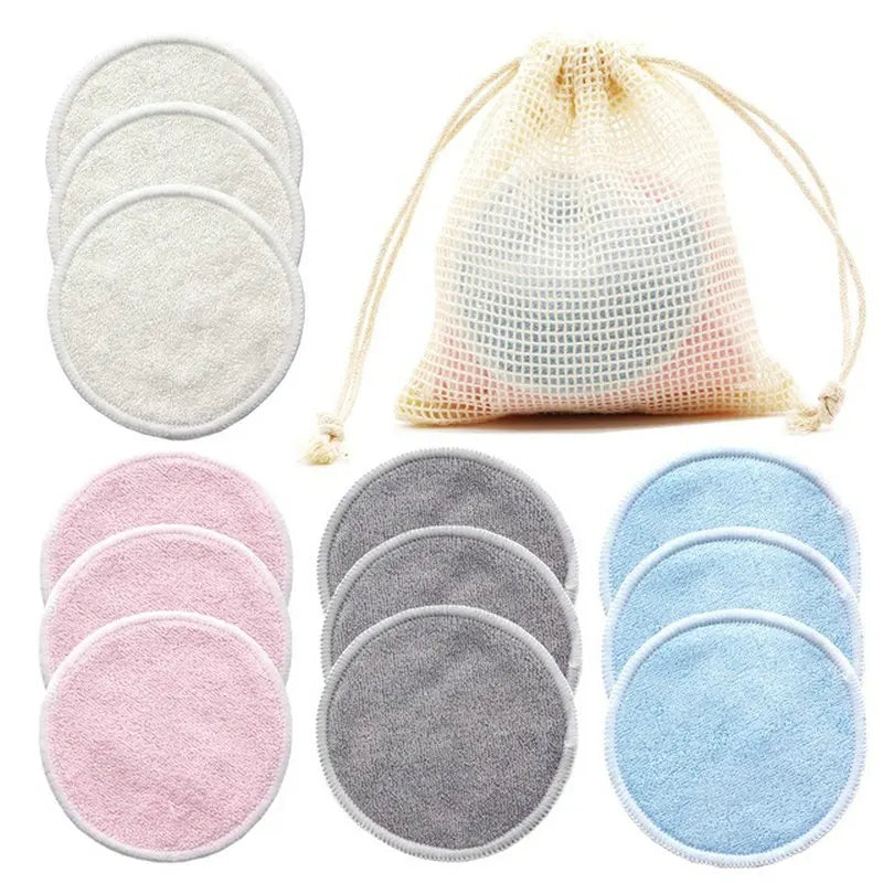 12-Pack Reusable Bamboo Makeup Remover Pads – Eco-Friendly & Gentle Facial Cleansing Rounds