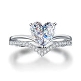 Heart-Shaped Zircon Bridal Ring Set for Women