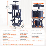 Indoor Cat Tree – Multi-Level Tower with Condo, Sisal Scratching Posts, Hammock & Perch