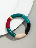 Pulsera de cuentas acrílicas bohemias para mujer: dije geométrico, moderna y liviana