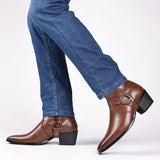 Men’s Pointed Toe Chelsea Boots – Roman Style PU Ankle Boots with Elastic Closure
