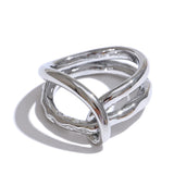 Minimalist Geometric Stainless Steel Ring – 18K Gold PVD Plated Statement Jewelry for Women