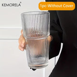 Taza de café de vidrio transparente de 600 ml con tapa y pajita: taza para café helado, té y jugo