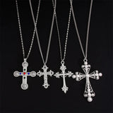 4-Piece Zircon Cross Pendant Necklace Set – Adjustable Gold Chains for Layering